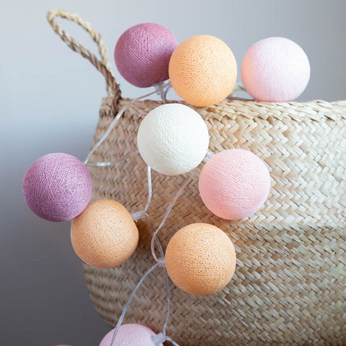Cotton Ball Lights - LED lichtslinger voor binnen - Handgemaakt en Fairtrade - 20 lampjes - Juice