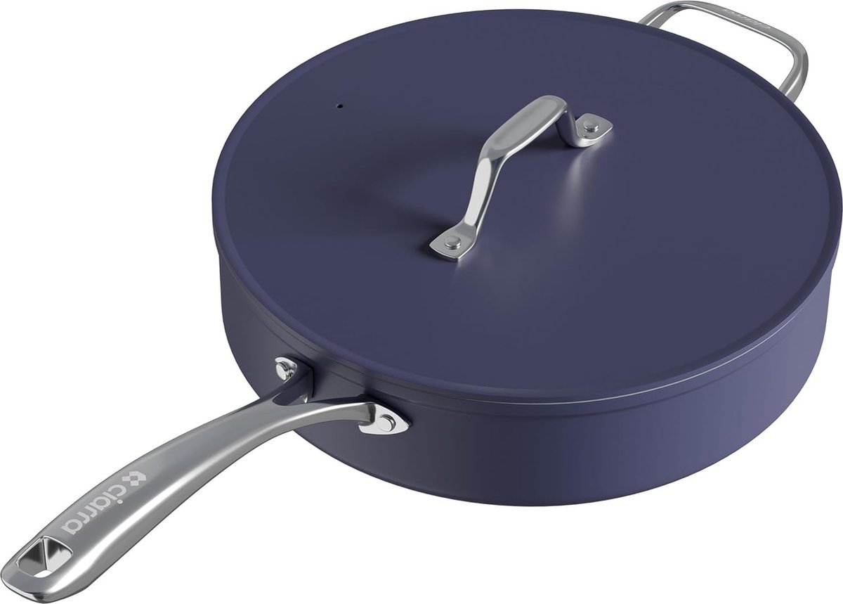Beyond koekenpan 28 cm met deksel 4 2 l inductie kookpot sauteerpan universele pan met keramische antiaanbaklaag PFAS-vrij geschikt voor inductie ovenbestendig blauw