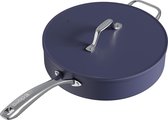 Beyond koekenpan 28 cm met deksel 4,2 l inductie kookpot sauteerpan universele pan met keramische antiaanbaklaag PFAS-vrij geschikt voor inductie ovenbestendig blauw