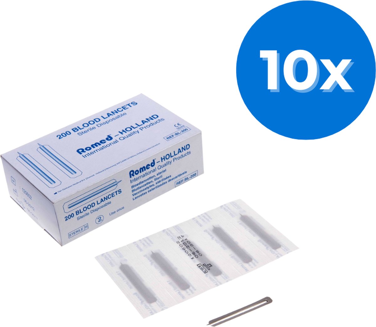 Goedkoopste Romed bloedlancetten / blarenprikkers (2000 stuks) - Set van 10 doosjes Romed