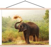 Posterhanger incl. Poster 40x30 cm - Schoolplaat - Olifant - Dieren - Bos - Bomen - Textielposter - Blanke latten