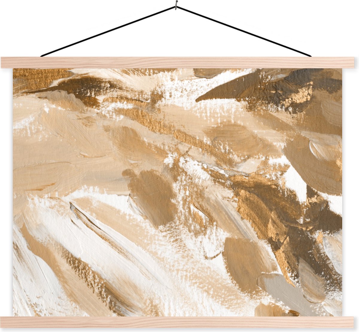 Posterhanger incl. Poster 40x30 cm - Schoolplaat - Verf - Bruin - Grijs - Textielposter - 