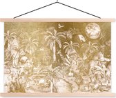 Schoolplaat safari - Schoolplaat kinderen - Muurdecoratie kinderkamer - Jungle - Goud - Kinderen - Planten - Dieren - Kinderkamer decoratie - 150x100 cm