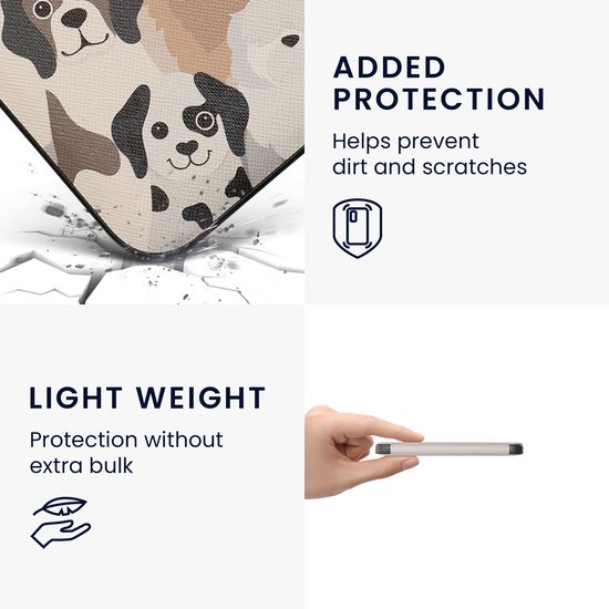 kwmobile e-reader hoesje geschikt voor Kobo Clara 2E hoes - E reader flip case met magnetische sluiting - Ereader cover - Grappige Honden design in bruin / wit / taupe van Merkloos — afbeelding 4