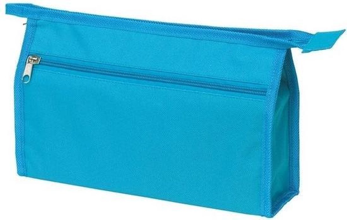 Voordelige toilettas/make-up tas turquoise blauw 28 cm voor heren/dames - Reis toilettassen/etui - Handbagage - Merkloos