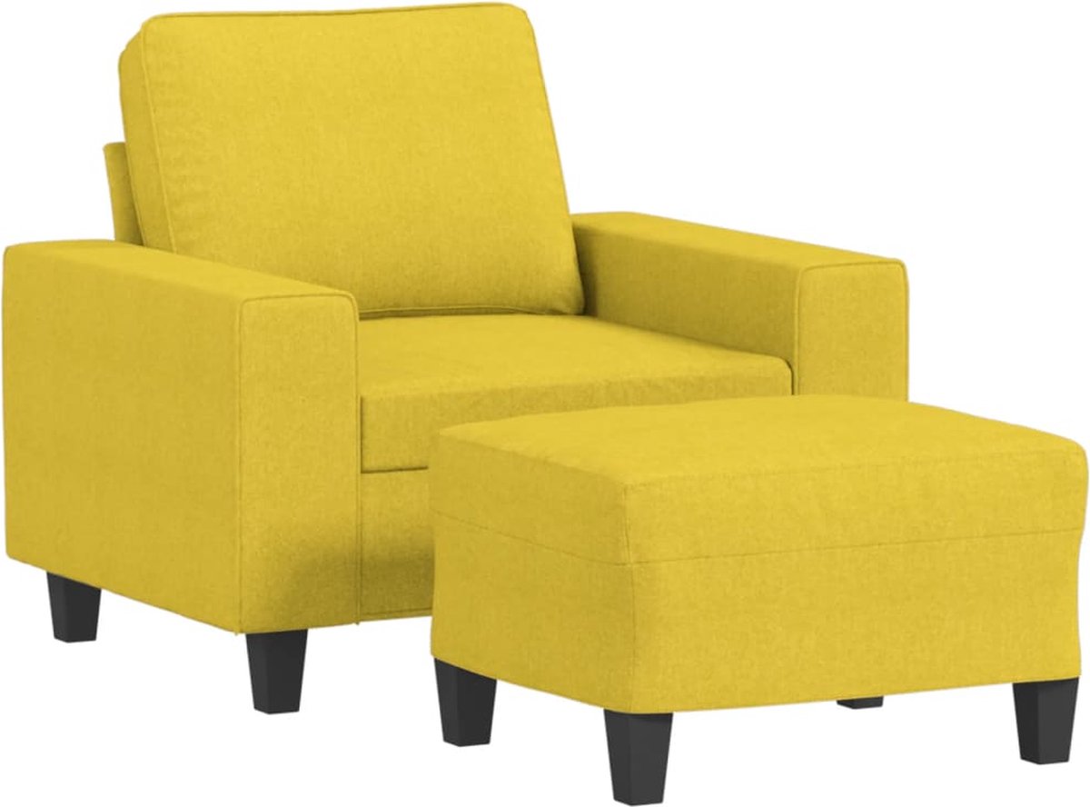 vidaXL Fauteuil - met - voetenbank - 60 - cm - stof - lichtgeel