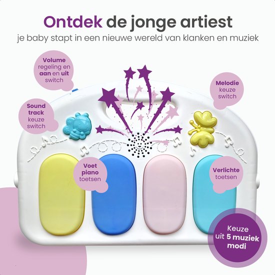 Gofun Baby Gym - Tapis de jeu pour bébés - Tapis de jeu musical - Cadeau de maternité - Tapis d'activité - Jouets pour bébé - Interactif - Éducatif - 105 x 52 cm - Rose