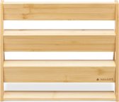 Étagère à épices pliable en bois - Peut être utilisée horizontalement ou verticalement - Avec 3 étagères - En bambou