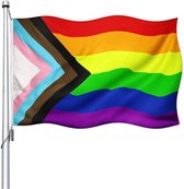Finnacle - Regenboogvlag 150x90CM - Intersex - Voorwaarts - LGBT - Lesbiene - Biseksueel - Panseksueel - Polyester - Progress Pride