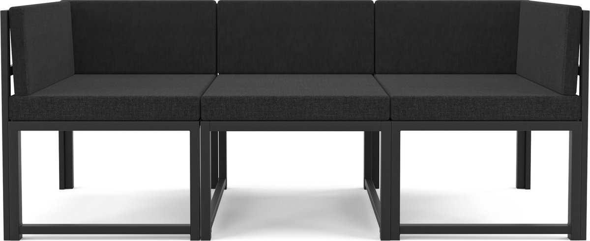 Wood House Tokyo Black Hoekbank Modern Design Tuinmeubelen 3 Personen Metaal Zwart 185x60x73 cm