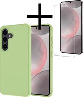 Hoes Geschikt voor Samsung S24 Plus Hoesje Cover Siliconen Back Case Hoes Met Screenprotector - Groen