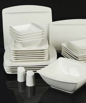Service de table de Luxe - Pour 6 personnes - 28 pièces - Service en porcelaine - Wit - Carré