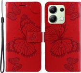 Coverup Vlinders Book Case - Geschikt voor Xiaomi Redmi Note 13 4G Hoesje - Rood
