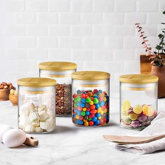 6 stuks havermoutcontainers, 500 ml potjes met deksel, meal prep