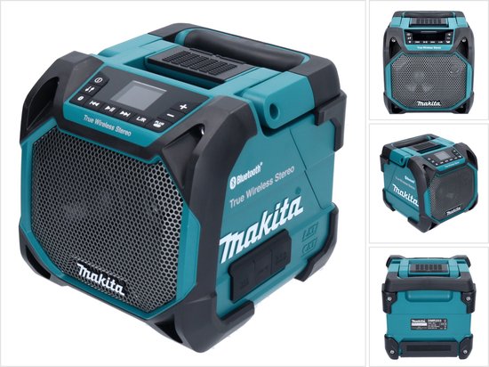 Makita DMR203 Bluetooth speaker 10,8-18V Li-Ion accu, TWS stereo, USB opladen, Aux, IP65, 25 uur batterij