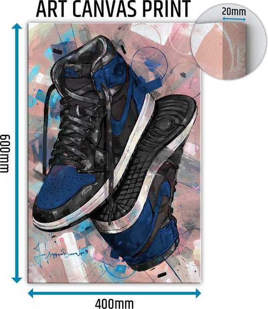 Sneaker canvas upside down royal blue 40x60 cm