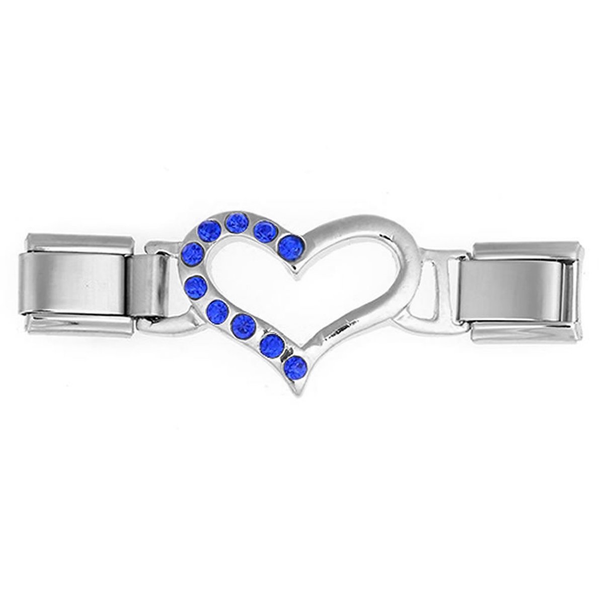 Bedel - Charm - Schakel - Charm - Hart - 9mm - Geschikt voor alle 9mm Italiaanse Schakelarmbanden - Italiaanse bedelarmband - Blauw