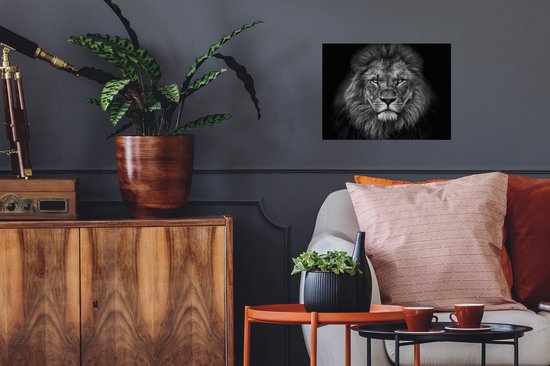 Stickers muraux - Film autocollant - Lion - Animaux - Zwart - Wit - 40x30 cm - Film adhésif - Stickers muraux Chambre d'enfant - Papier peint autocollant - Papier peint autocollant - Film autocollant