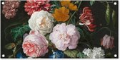 Affiche de jardin Nature morte aux fleurs dans un vase en verre - Peinture de Jan Davidsz. de Heem - 80x40 cm - Décoration murale Extérieur - Affiche de jardin - Toile de jardin - Affiche de clôture - Peinture de jardin