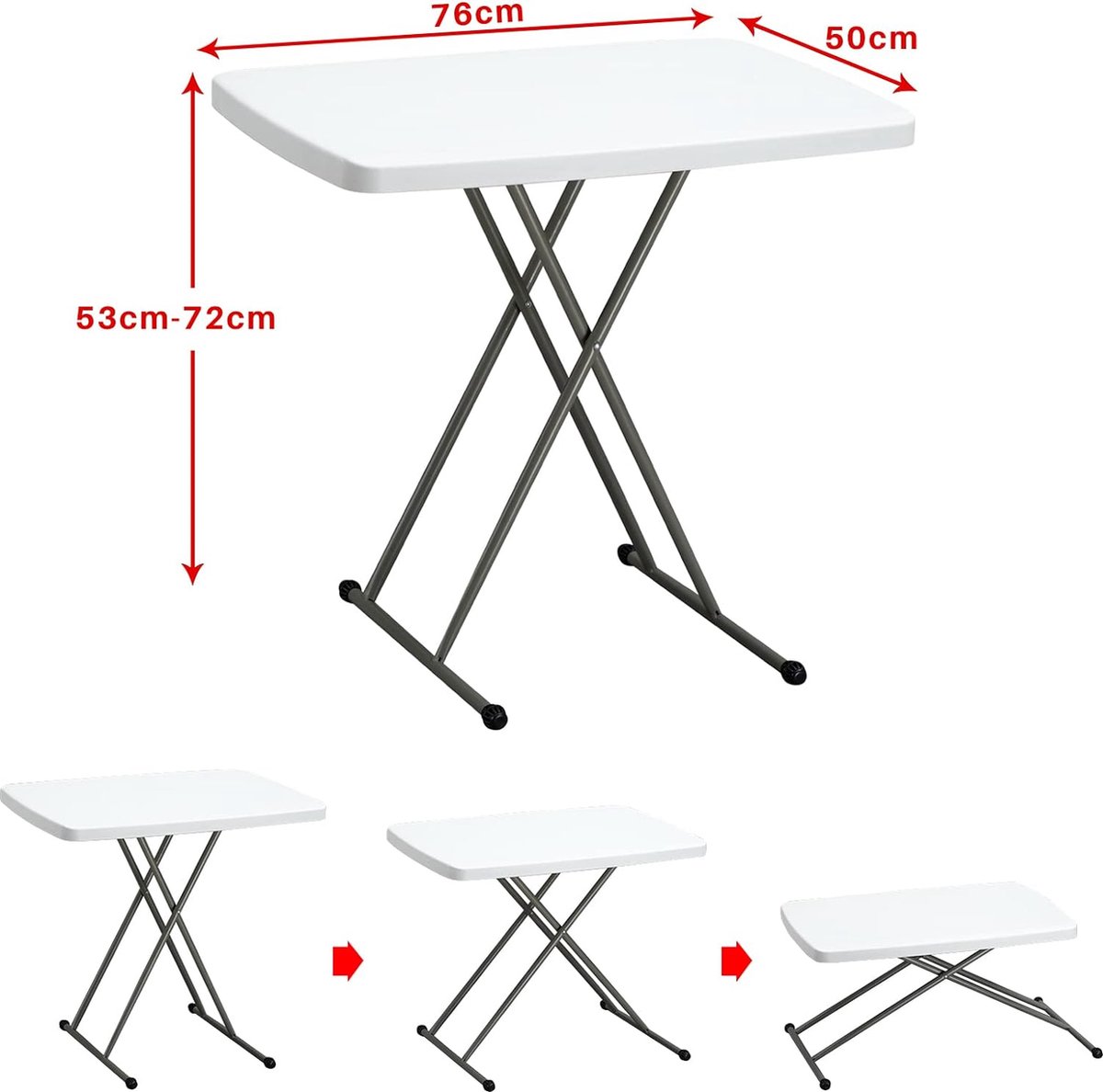 Table De Camping Pliante LEADZM - 180x76 Cm - Acier Et HDPE - Pour Jardin, Pique-nique, Barbecue