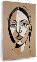 Beige vrouw schilderij - Minimal art schilderijen - Glas schilderijen minimalisme - Muurdecoratie landelijk - Plexiglas - Slaapkamer decoratie - 80 x 120 cm 5mm