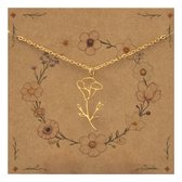 Bixorp Geboortebloem Ketting September / Dagbloem - Goudkleurig Roestvrij Staal - Bloem Cadeau voor Dames & Meisjes