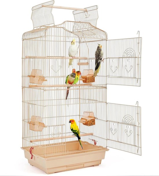 Vogelkooi Vogelvolière Dierenkooi Vogelhuis Voor Papegaai Parkieten 46 X 35 5 X 104 5 Cm Wit Hm L 1153043
