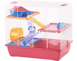 Hamsterkooi Pinky 3 fuchsia/wit