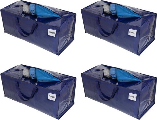 Dntorx 2 stuks 120 l opbergtassen, heavy-duty verhuistassen, transparante verhuisdozen, groot, met ritssluiting handvat, opvouwbare opbergdoos voor verhuizing, camping, beddengoed, kleding bewaren Dntorx 2 stuks 120 l opbergtassen, heavy-duty verhuistassen, transparante verhuisdozen, groot, met ritssluiting handvat, opvouwbare opbergdoos voor verhuizing, camping, beddengoed, kleding bewaren