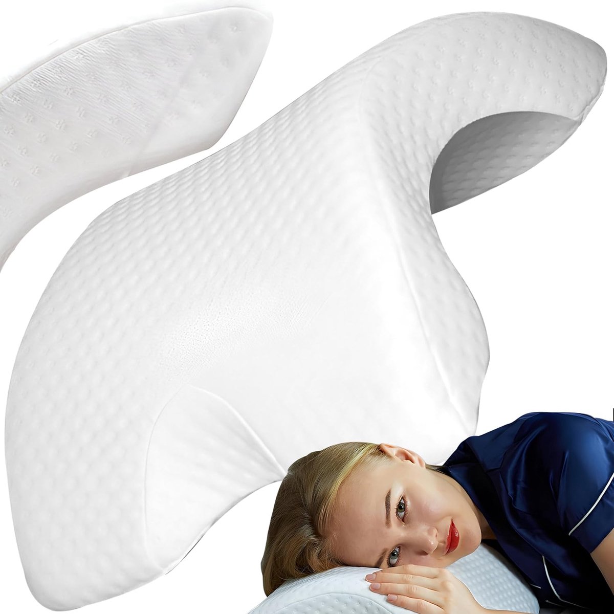 Traagschuimkussen, armkussen om te slapen, schuim, ergonomisch nekkussen, gezondheidskussen, schuimkussen, reizen, anti-hand-doof, ademend gebogen knuffelkussen
