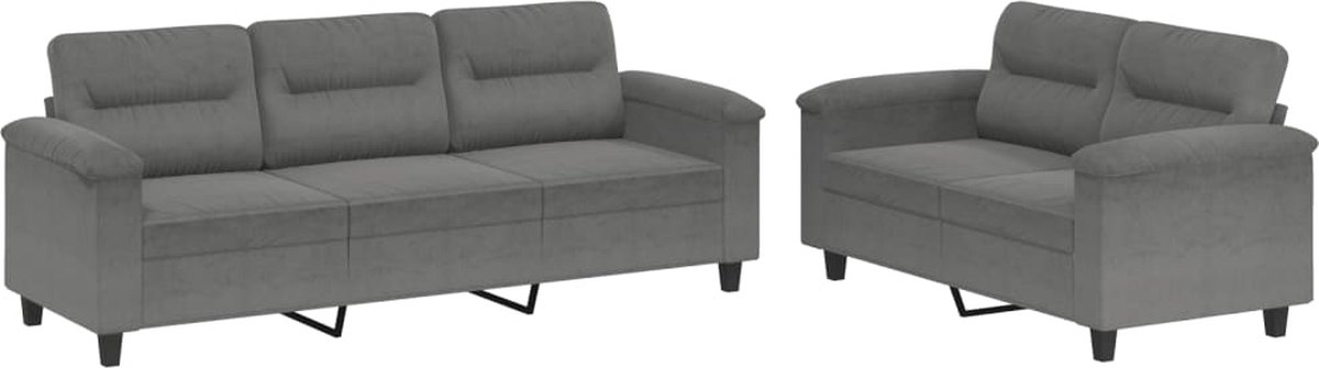 vidaXL - 2-delige - Loungeset - met - kussens - microvezelstof - donkergrijs