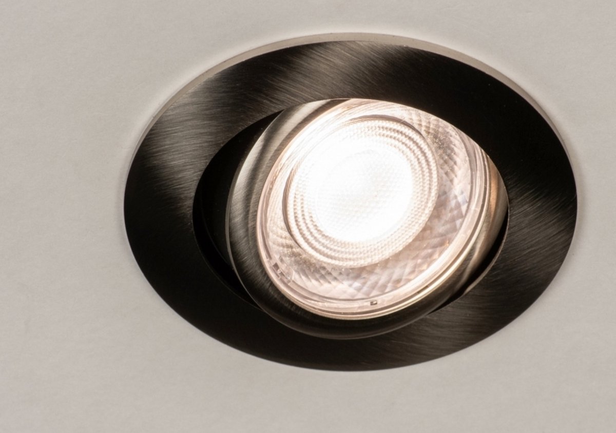 Lumidora Inbouwspot 73872 - ZOOM - Ingebouwd LED - 8.0 Watt - 600 Lumen - 3000 Kelvin - Staalgrijs - Metaal - Badkamerlamp - ⌀ 8 cm