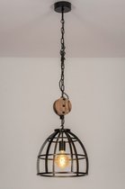 Lumidora Hanglamp 73502 - WOOD - E27 - Zwart - Metaal - ⌀ 34 cm