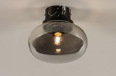 Plafonnier Lumidora - E27 - Zwart - Grijs - Marbre - Métal - Lampe de salle de bain - IP44 - ⌀ 23 cm