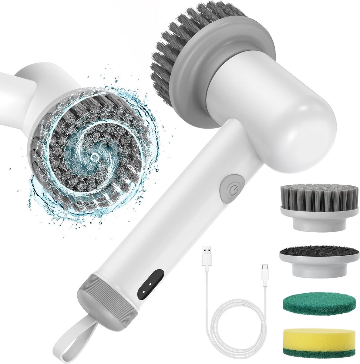 Goedkoopste Elektrische schoonmaakborstel - Elektrische schrobborstel - Reinigingsborstel - Scrubber - Oplaadbaar - Diverse opzetstukken - IPX7 Waterproof