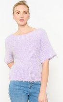 LolaLiza Fluffy trui met korte mouwen - F - Lilac - Maat L