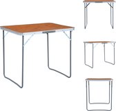 vidaXL Table de camping pliante - 80x60x70 cm - Aluminium/MDF/Métal - Capacité de charge 30-50 kg - Accessoire de chaise de camping