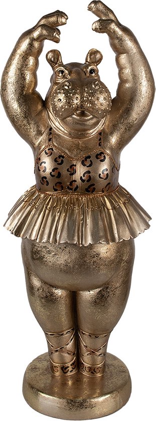 Clayre & Eef Decoratie Beeld 64 cm Goudkleurig Polyresin Nijlpaard Ballerina Nijlpaard