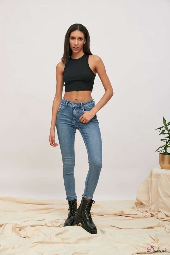 Broek Toxik3 middelhoge taille slim fit dark jeans