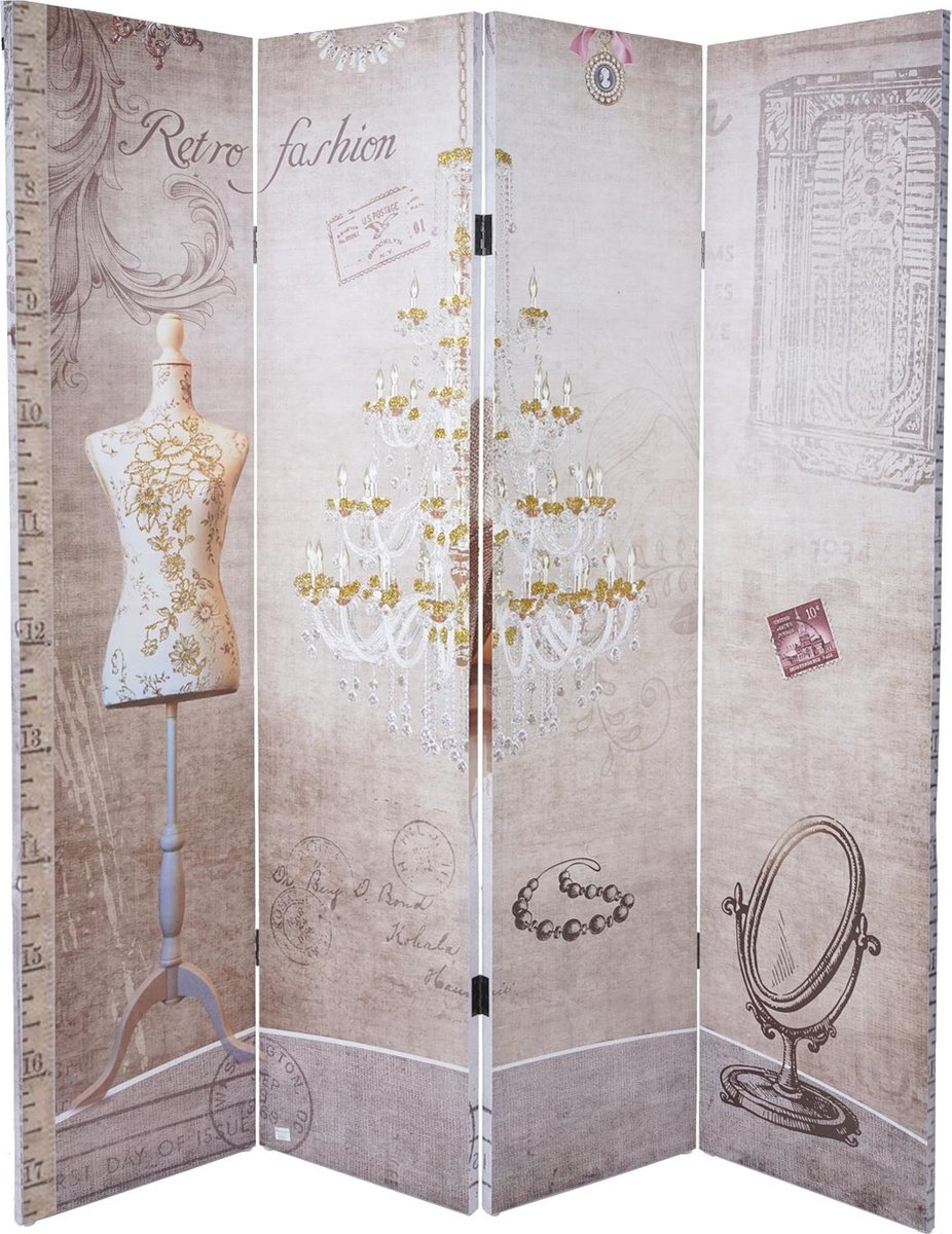 Cosmo Casa Fotoscherm - Vintage Look - Kamerscherm - Glitter - Retro Mode - 180x160cm veelkleurig