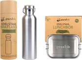 Pandoo Thermosfles - Lunchbox Set - 800 ml - Geïsoleerde Drinkfles - Herbruikbare RVS Lunchbox - Vegan Recepten