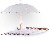 Set van 8 Elegante Witte Trouwparaplu's | Automatisch Opvouwbaar - 102 cm Diameter - Windproof | Ideaal voor Bruiloftsgasten en Eregeschenken