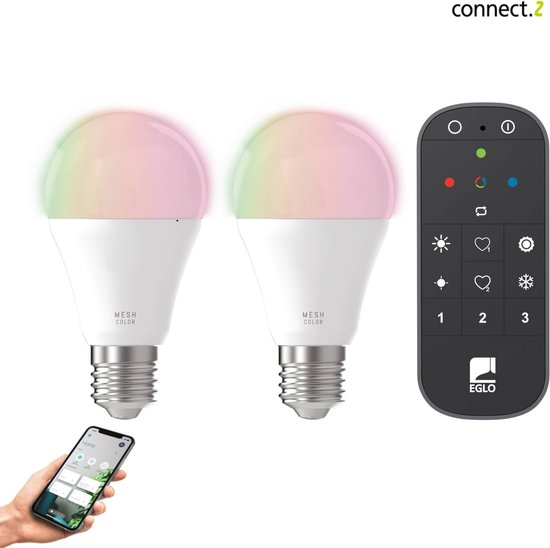 EGLO connect.z Smart Starterspakket - 2x E27 RGB LED lampen - Afstandsbediening - Zigbee