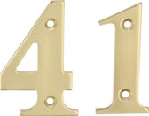 AMIG Huisnummer 41 - massief messing - 10cm - incl. bijpassende schroeven - gepolijst - goudkleur