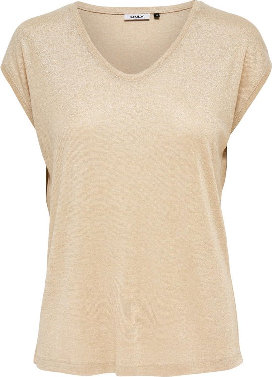 Onlsilvery S S V Neck Lurex Top Dark Green