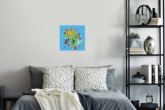 Sticker Muursticker L'illustration des Big Five - illustration de la carte de l' Afrique les Big Five - 30x30 cm - film adhésif autocollant - sticker mural repositionnable