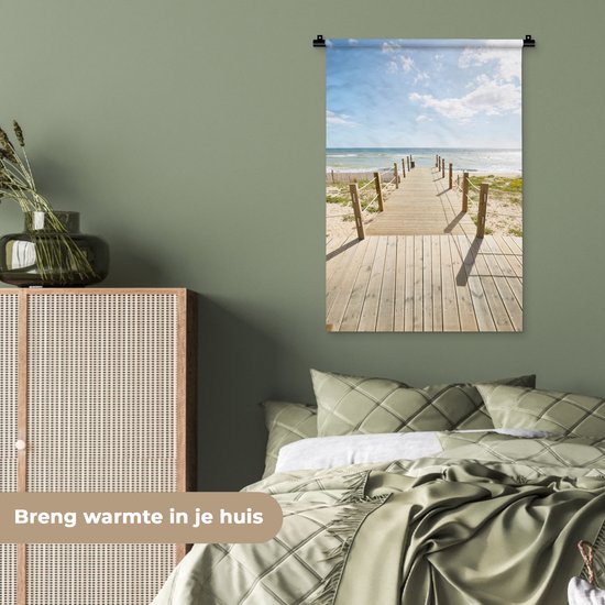 Tenture murale - Tissu mural - Planches - Mer - Soleil - 60x90 cm - Tapisserie