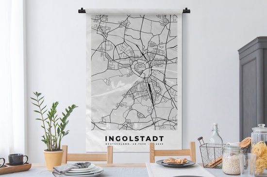 Tapisserie - Tissu mural - Carte - Ingolstadt - Allemagne - Plan de la ville - Plan d'étage - 90x135 cm - Tapisserie