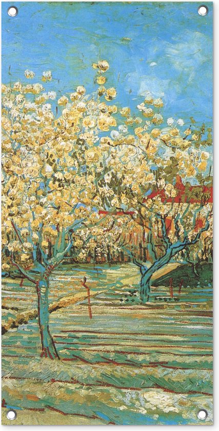 Tuinposter Boomgaard in bloei - Vincent van Gogh - 40x80 cm - Wanddecoratie Buiten - Tuinposter - Tuindoek - Schuttingposter - Tuinschilderij