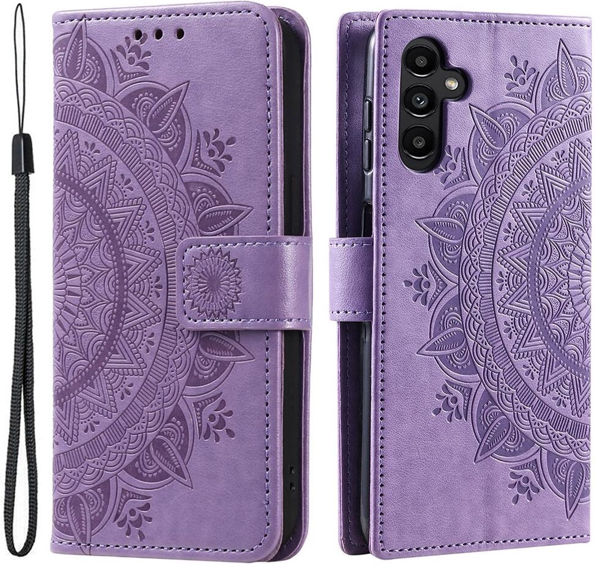 Hoesje Mandala Book Case met Pasjeshouder Paars Geschikt voor Samsung Galaxy A55